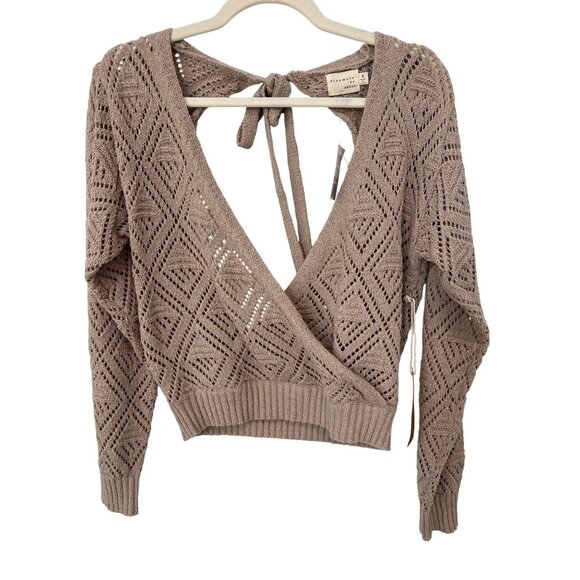 Dreamers By Debut Sweaters - Dreamers By Debut Faux Wrap Cropped Sweater Women Small Cutout Tie Back Cozy NEW